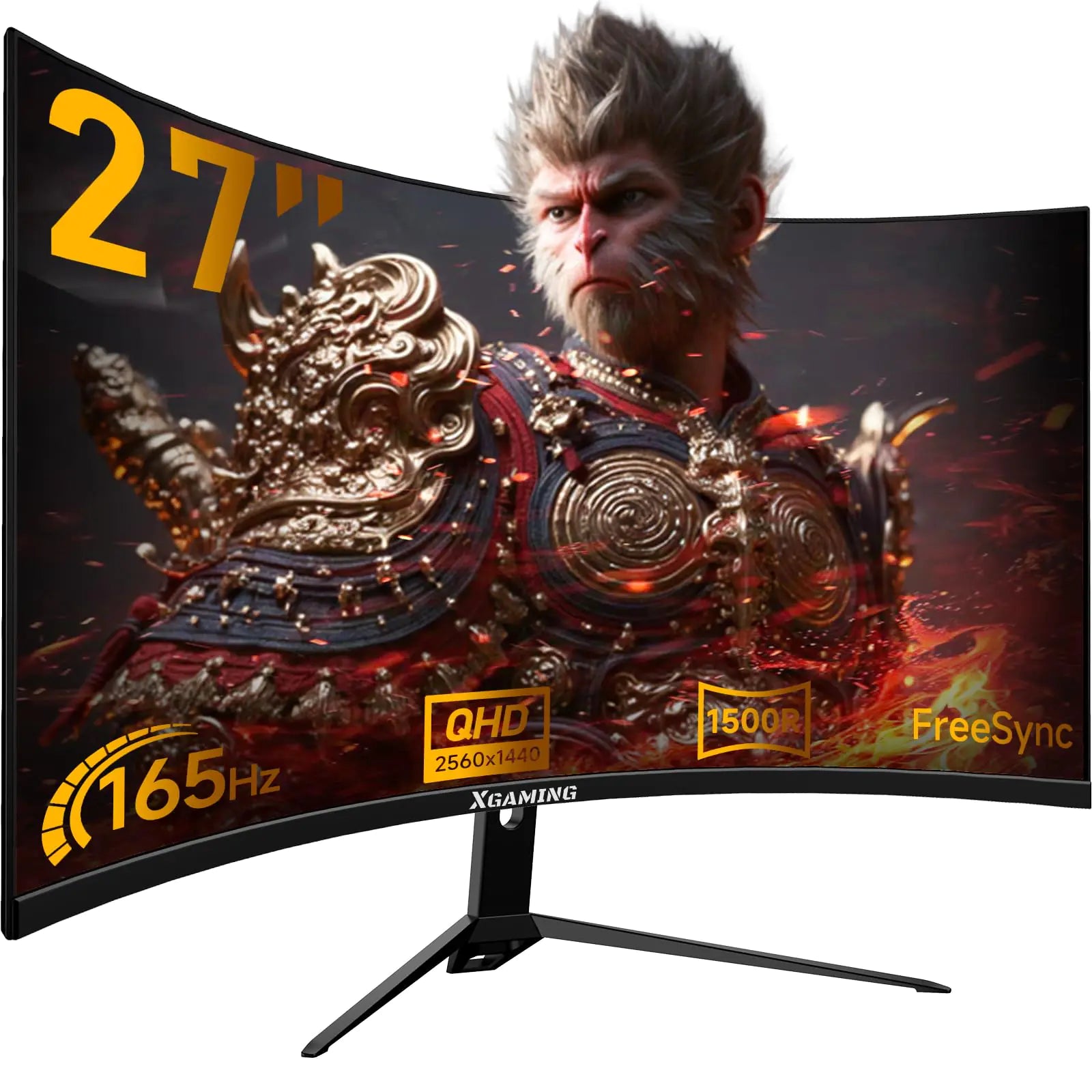 27 Inch Curved Monitor 2K 165Hz 1500R QHD Gaming Computer Monitor